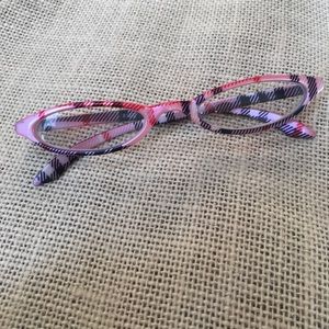 Pink Plaid librarian reader glasses